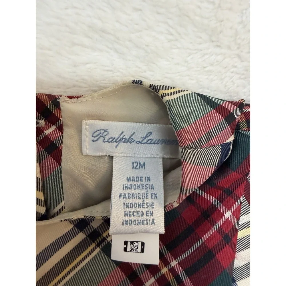 Ralph Lauren Dress Plaid Multicolor Tartan Plaid Baby 12 Mos EUC